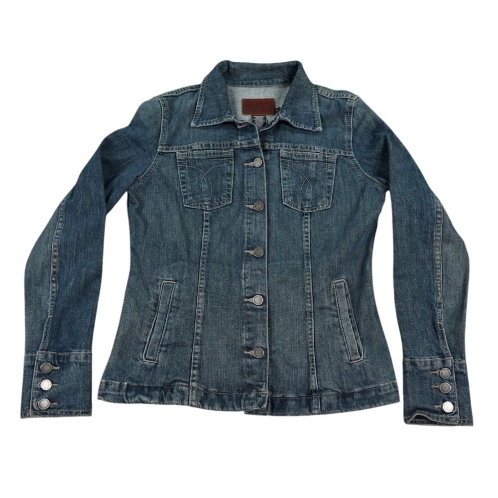 Calvin Klein Jeans Denim Jacket Womens M Blue Vintage Y2K Stretch Trucker